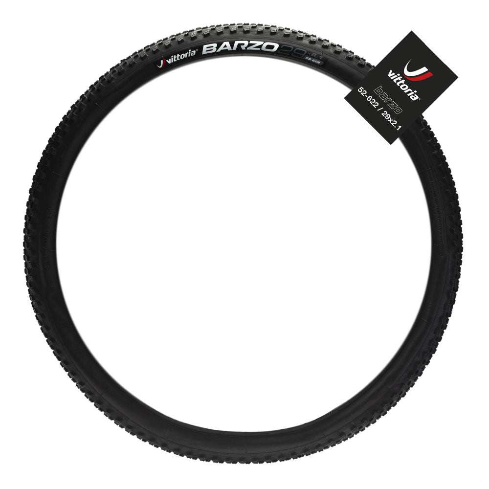 Vittoria Barzo tyre from the side showing the size with a white background