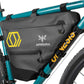 Apidura Full Frame Bag on a bikes bar with a white background