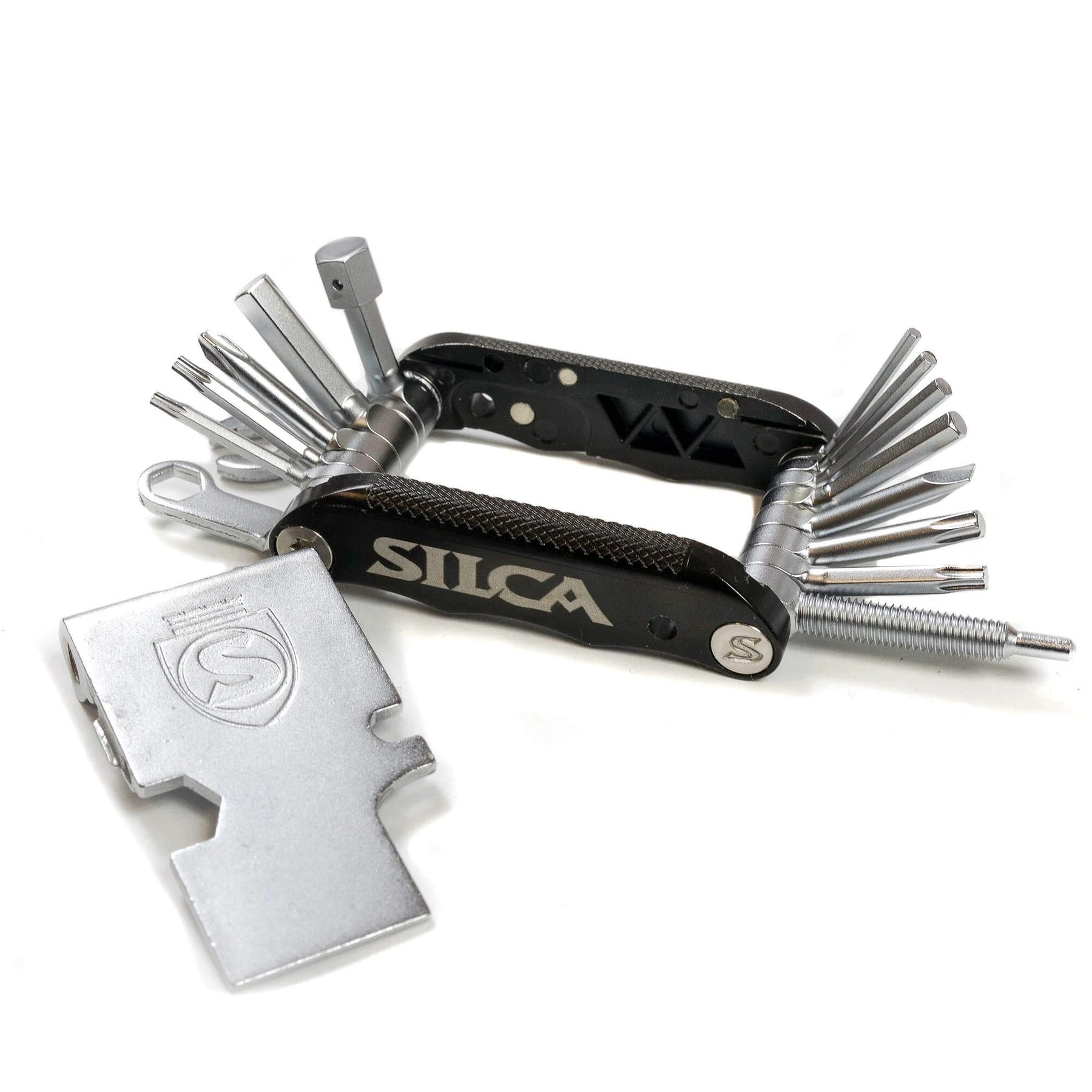 Silca Venti 20 Multi Tool opened up on a white background